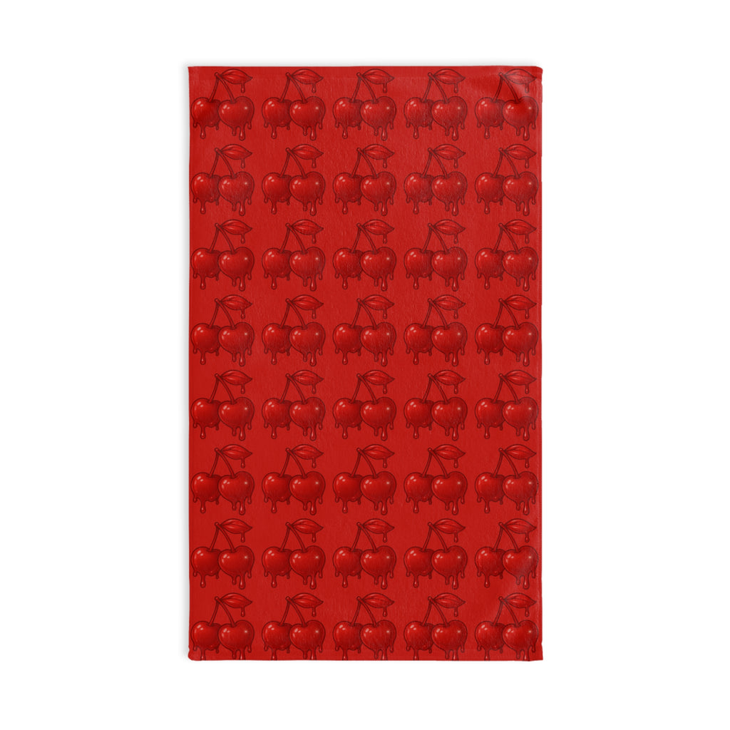 Red Cherry Drip Pattern Hand Towel