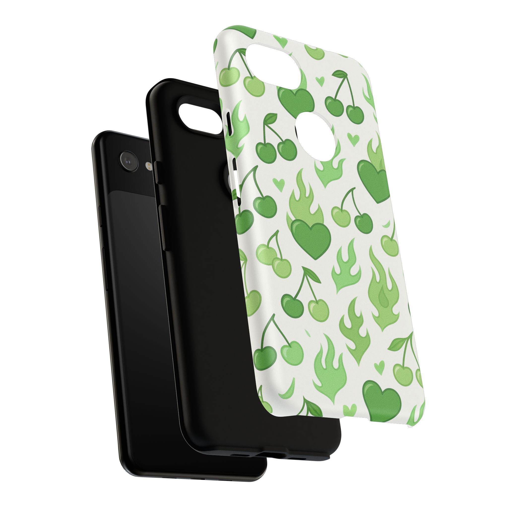 Green Flame Hearts Phone Case