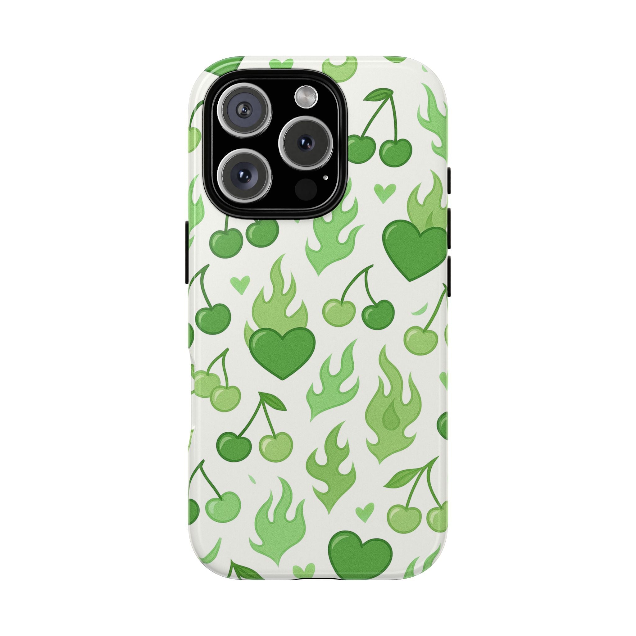 Green Flame Hearts Phone Case