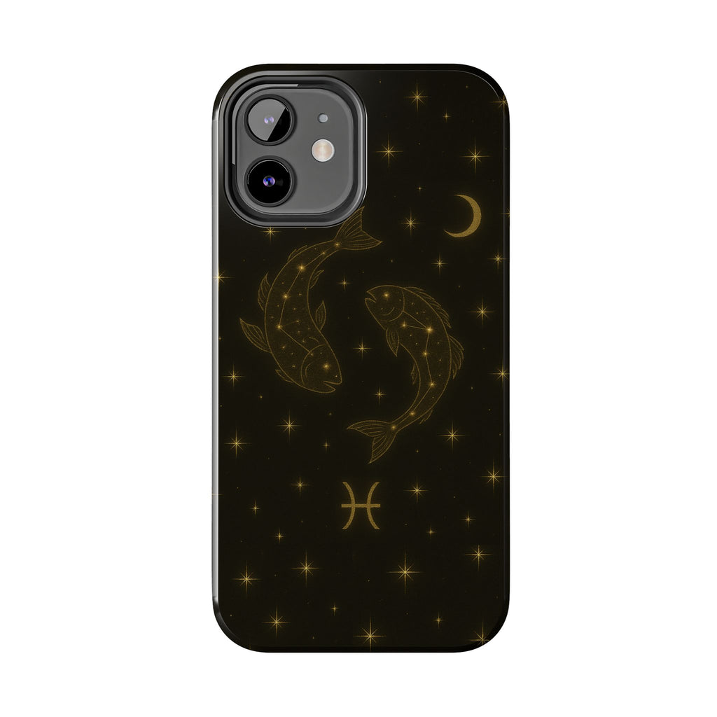 Pisces Zodiac Tough Phone Case — Gold Koi Constellation Design