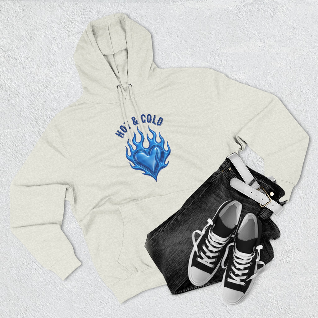 Hot & Cold Blue Flame Hoodie — Graphic Fleece Pullover