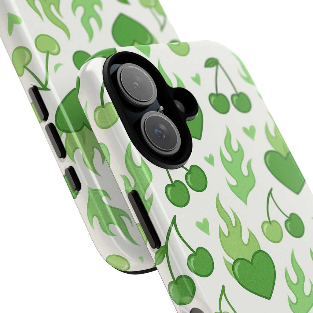 Green Flame Hearts Phone Case