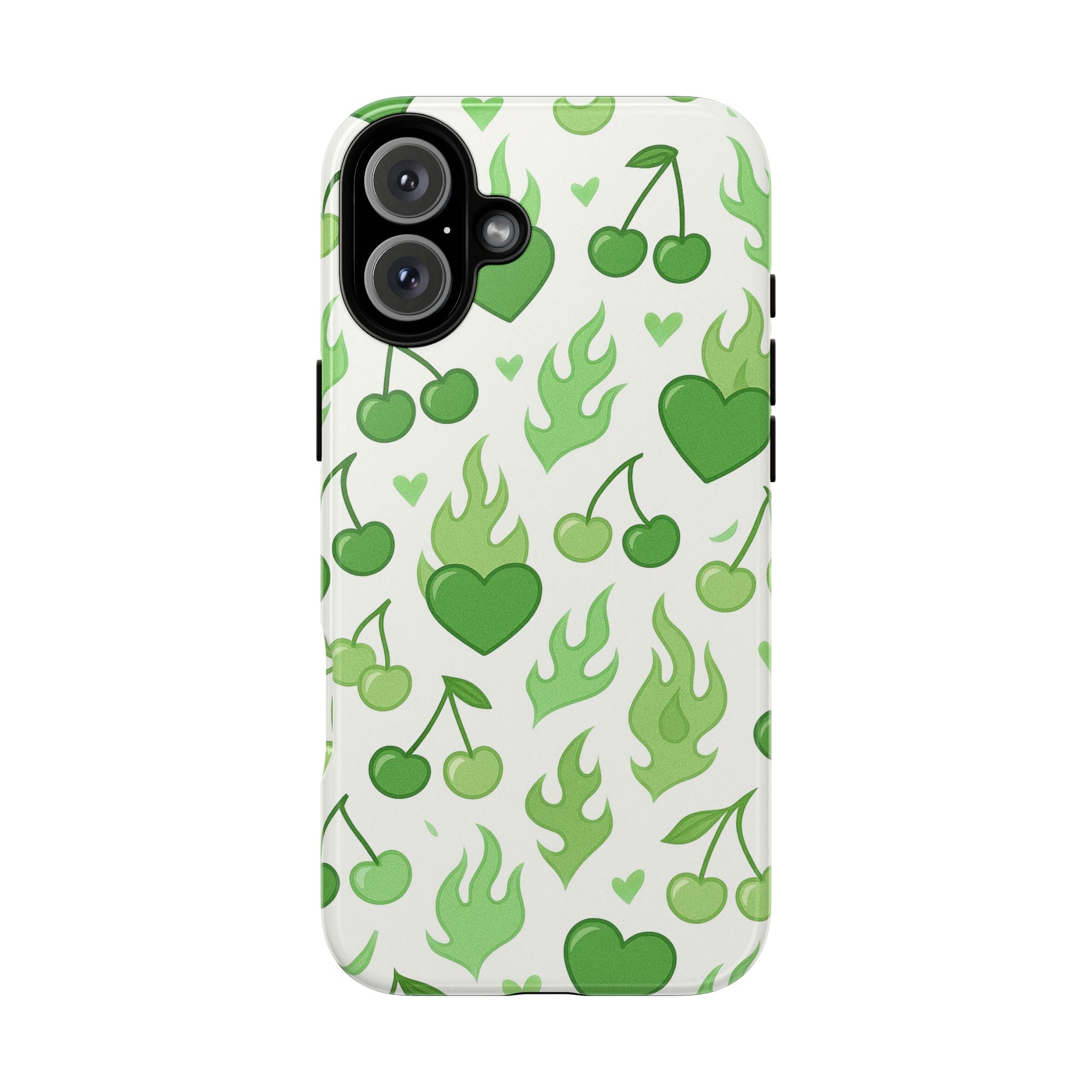 Green Flame Hearts Phone Case