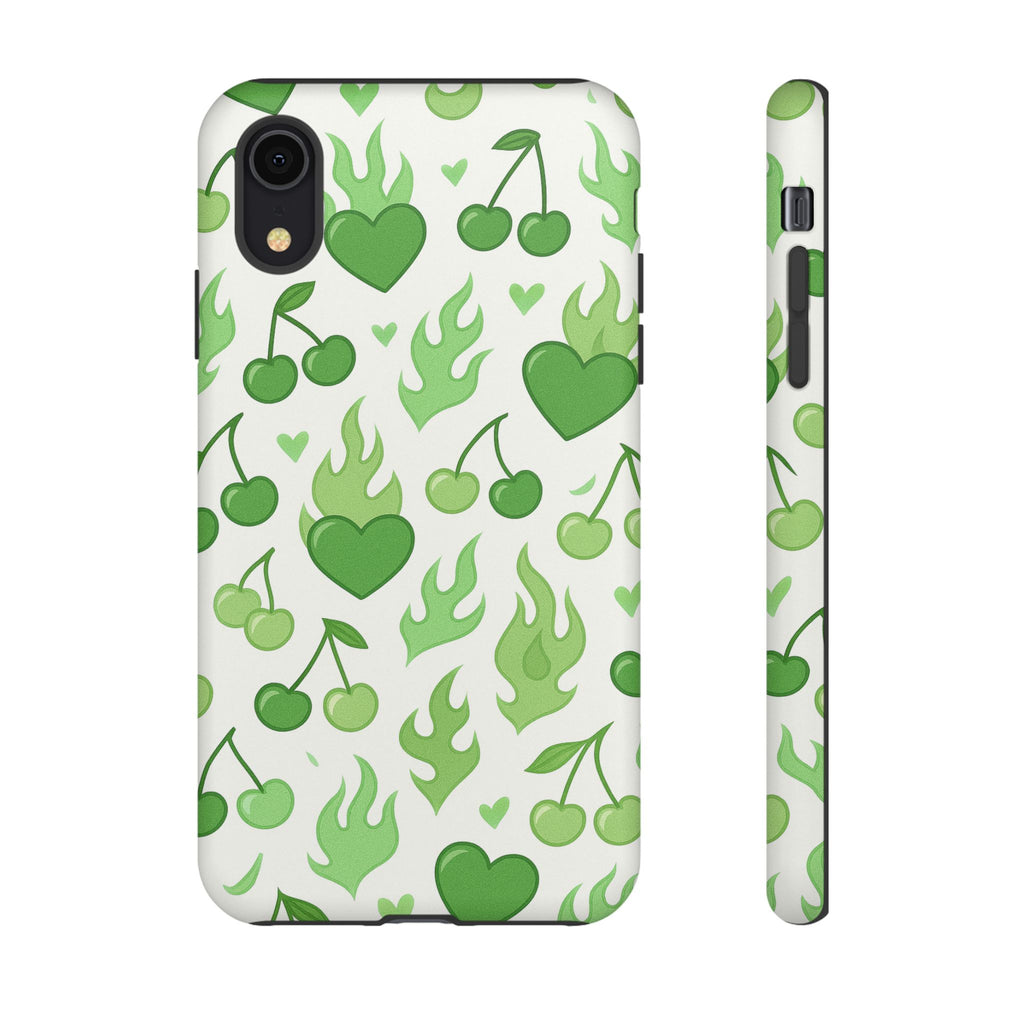 Green Flame Hearts Phone Case