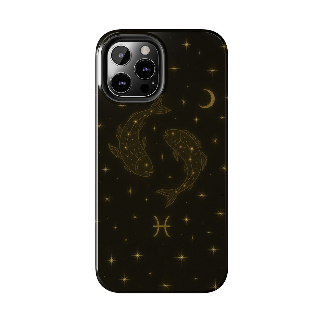 Pisces Zodiac Tough Phone Case — Gold Koi Constellation Design