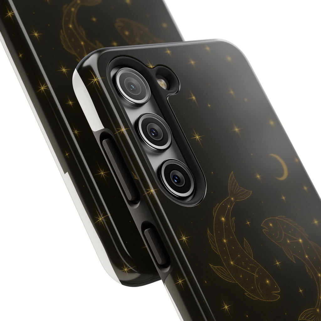 Pisces Zodiac Tough Phone Case — Gold Koi Constellation Design
