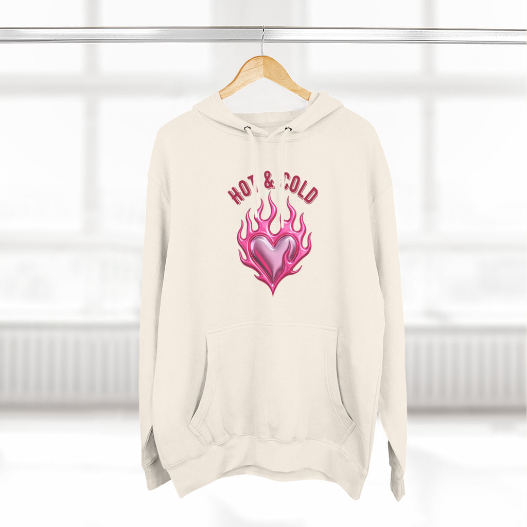 Hot & Cold Pink Flame Hoodie — Graphic Fleece Pullover