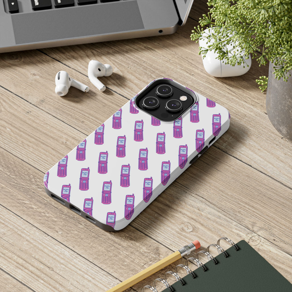Retro Purple Born to Yap Flip Phone Phone Case | 90s Pattern, Cute Tech Design
