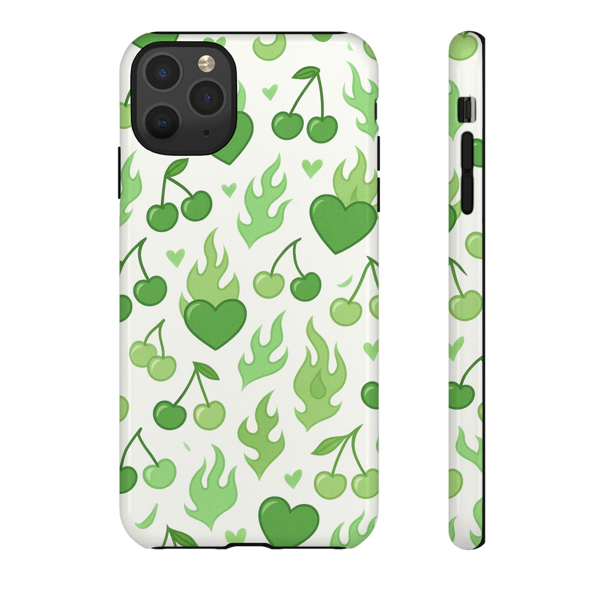 Green Flame Hearts Phone Case