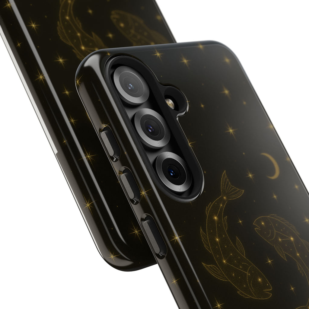 Pisces Zodiac Tough Phone Case — Gold Koi Constellation Design