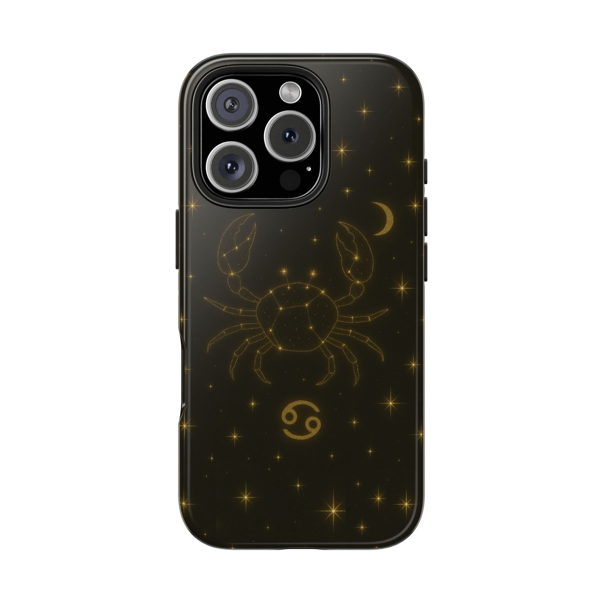 Cancer Zodiac Tough Phone Case — Gold Constellation Crab with Crescent Moon