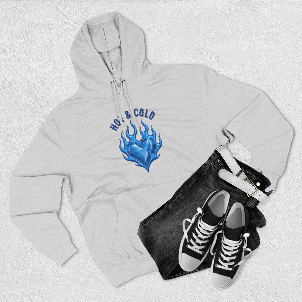 Hot & Cold Blue Flame Hoodie — Graphic Fleece Pullover
