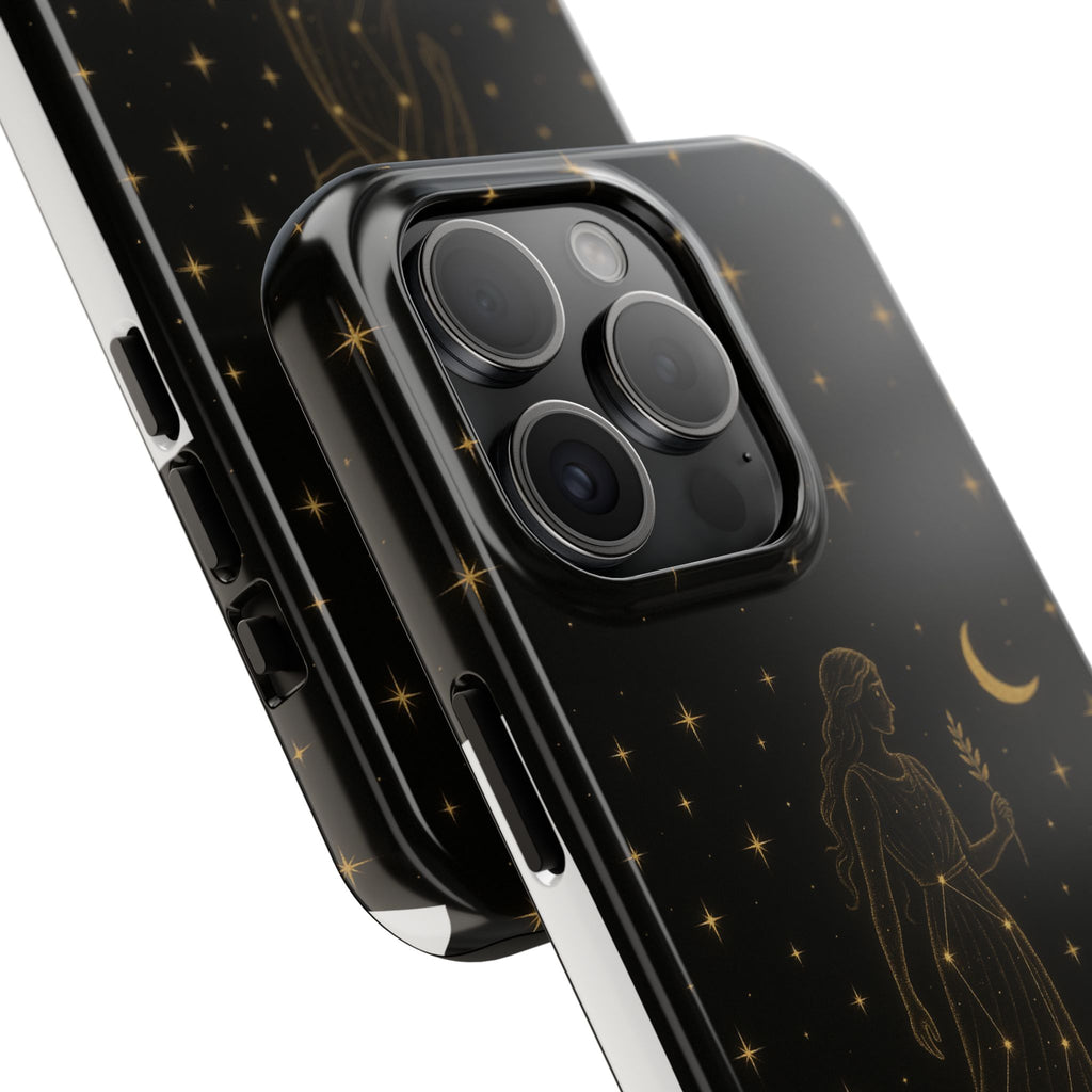 Virgo Tough Phone Case — Gold Constellation Zodiac Design
