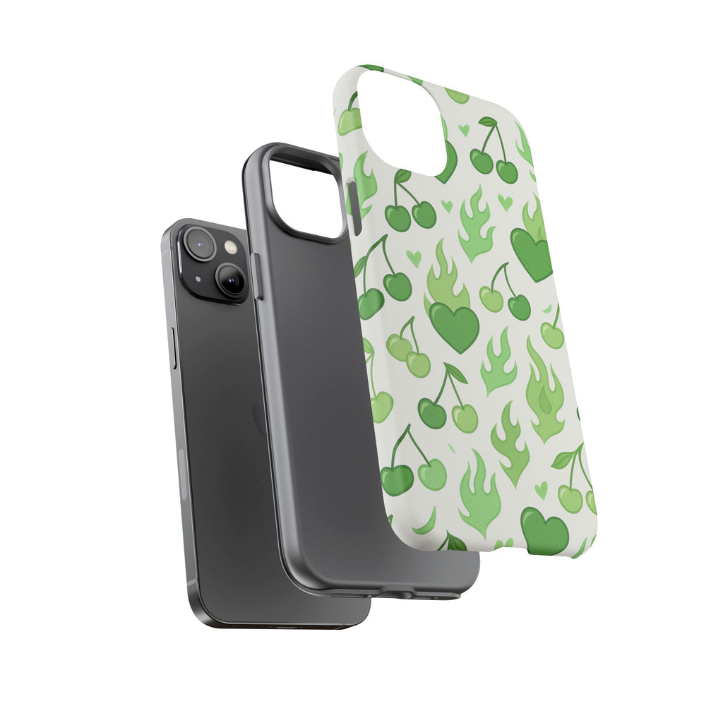 Green Flame Hearts Phone Case