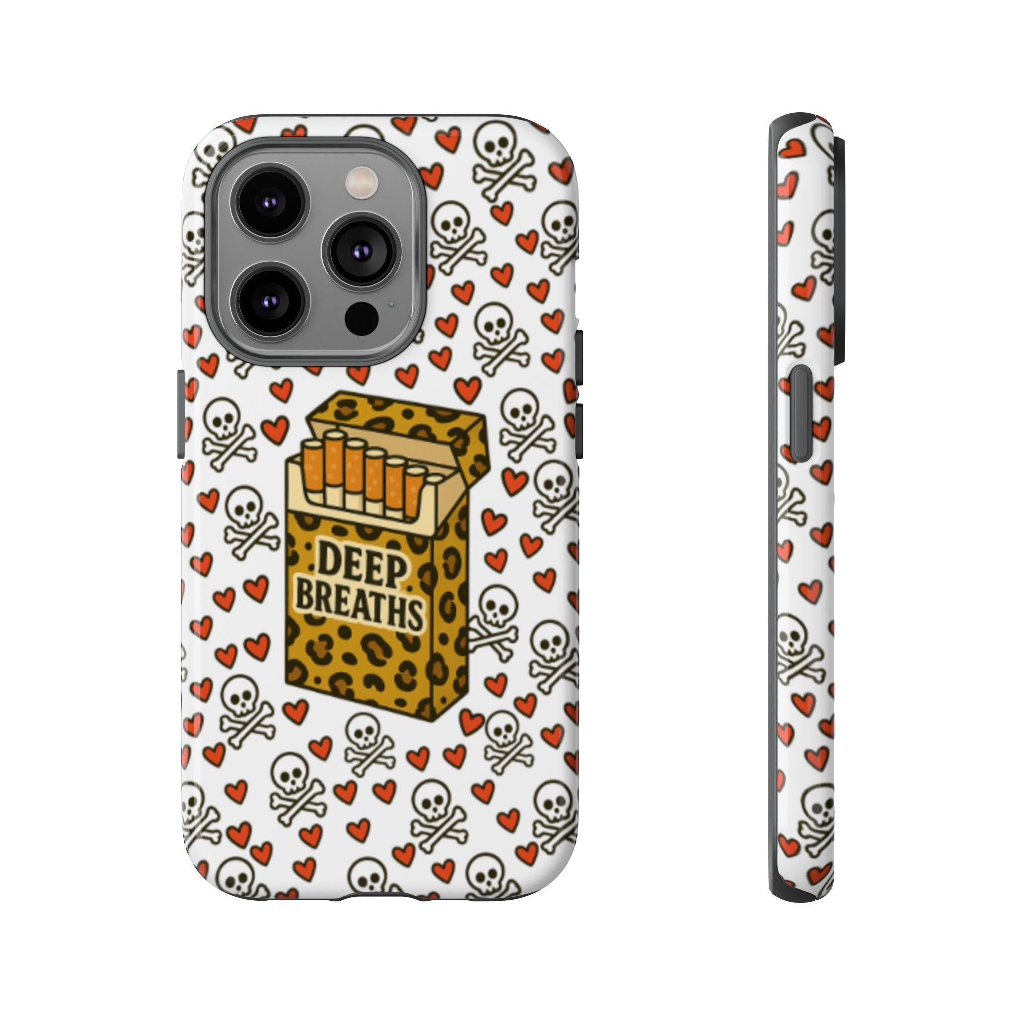 'Deep Breaths' Cigs & Skulls Phone Case