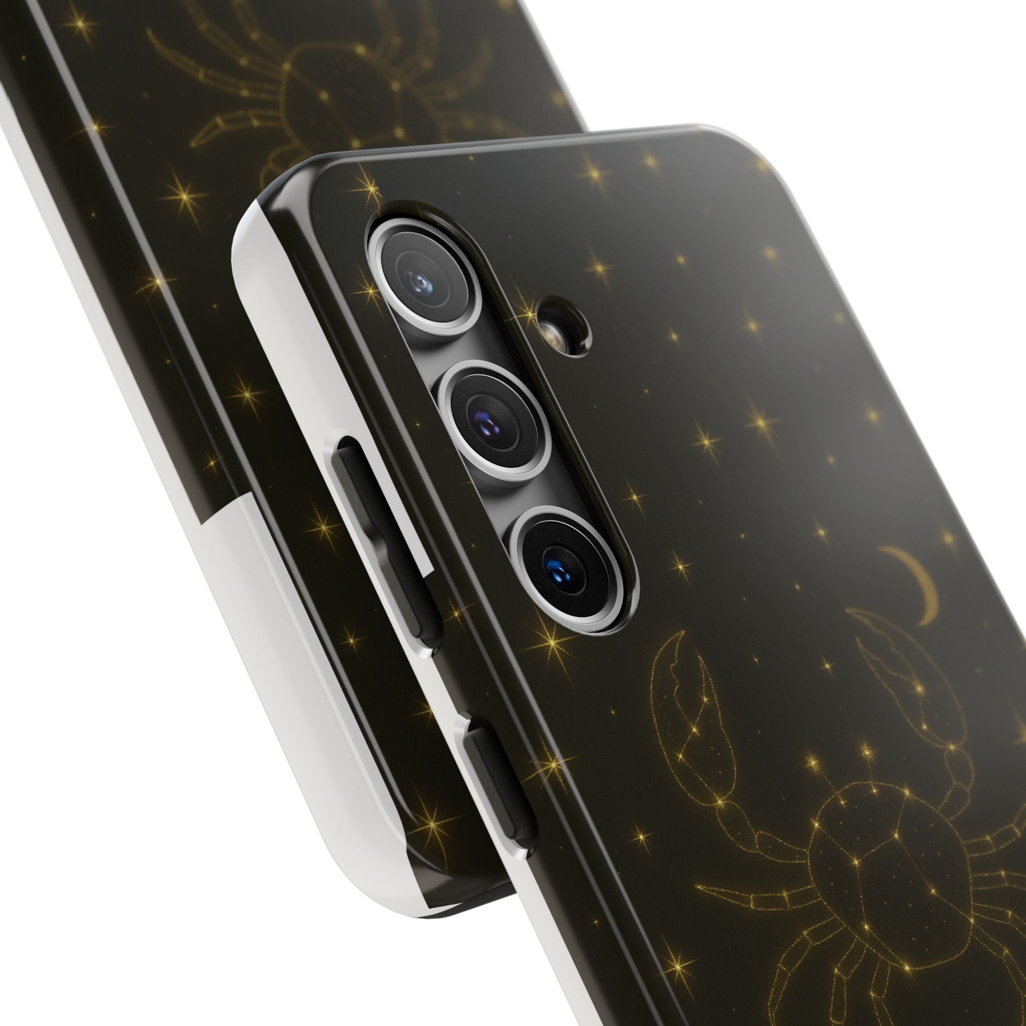 Cancer Zodiac Tough Phone Case — Gold Constellation Crab with Crescent Moon