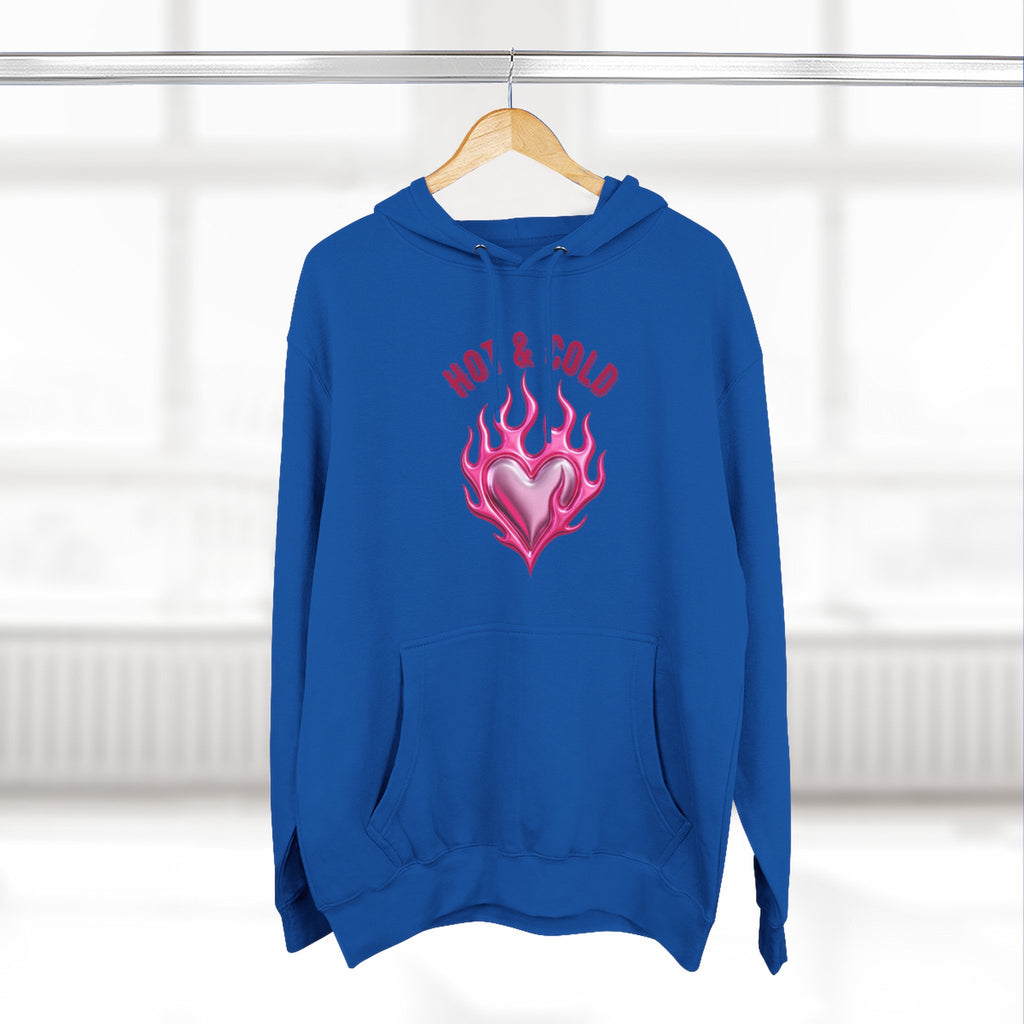 Hot & Cold Pink Flame Hoodie — Graphic Fleece Pullover