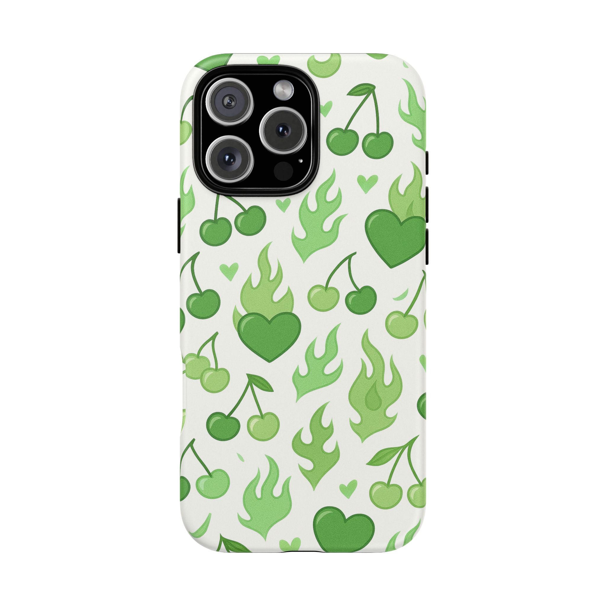 Green Flame Hearts Phone Case