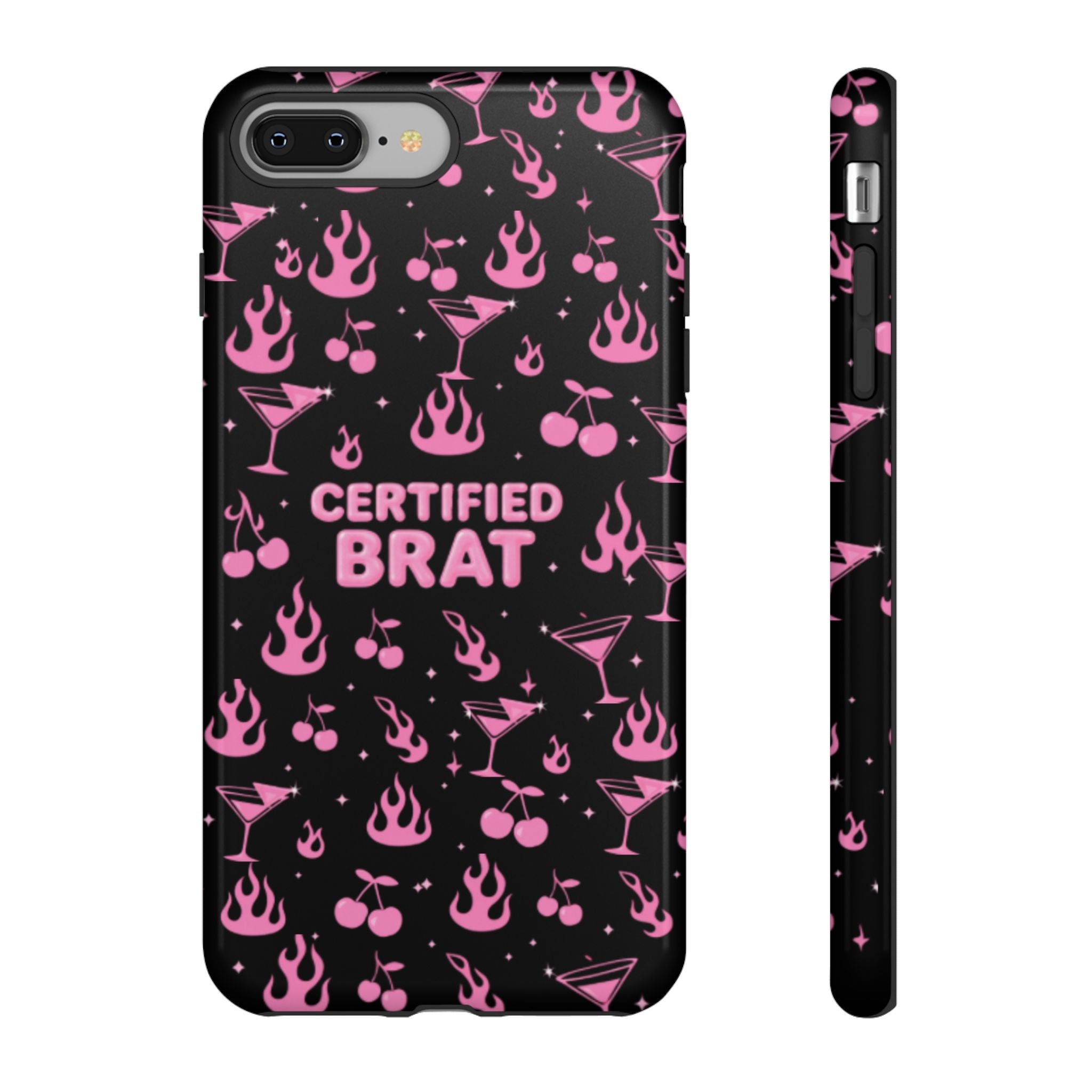 Black Certified Brat Pink Pattern Phone Case