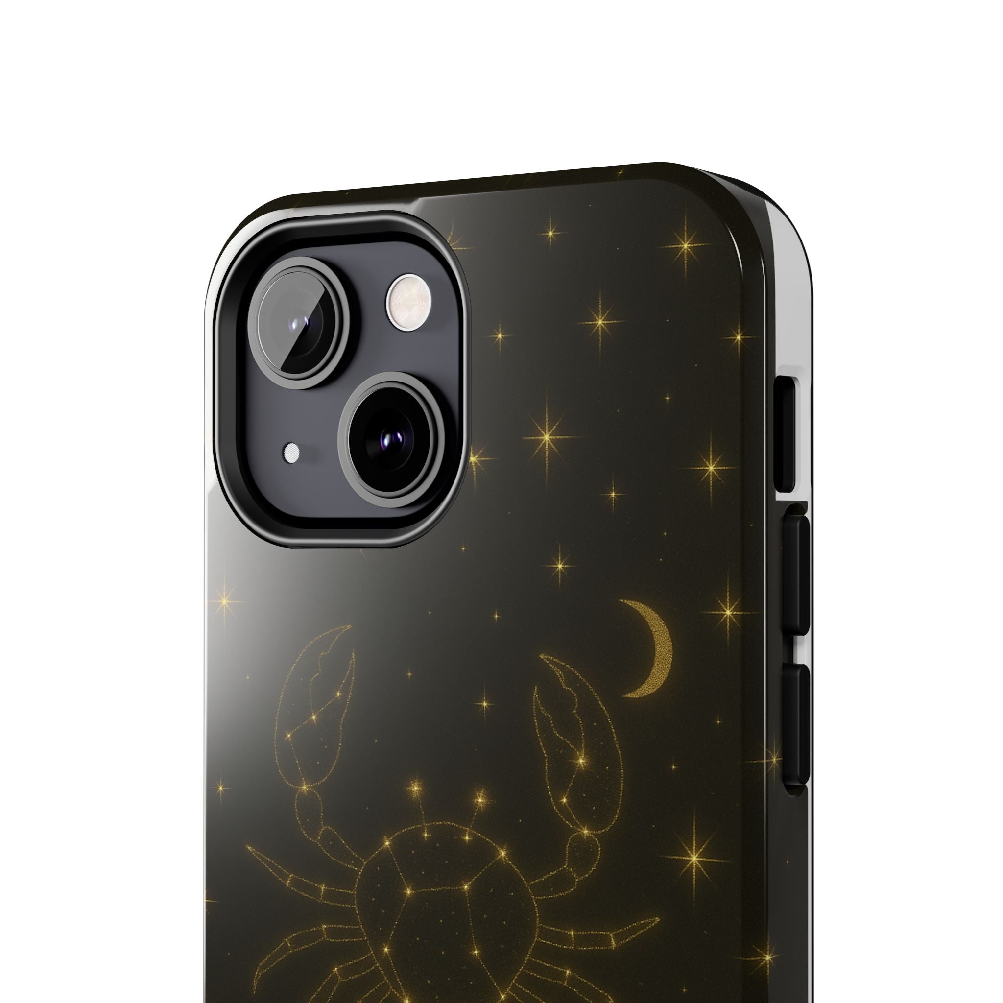 Cancer Zodiac Tough Phone Case — Gold Constellation Crab with Crescent Moon