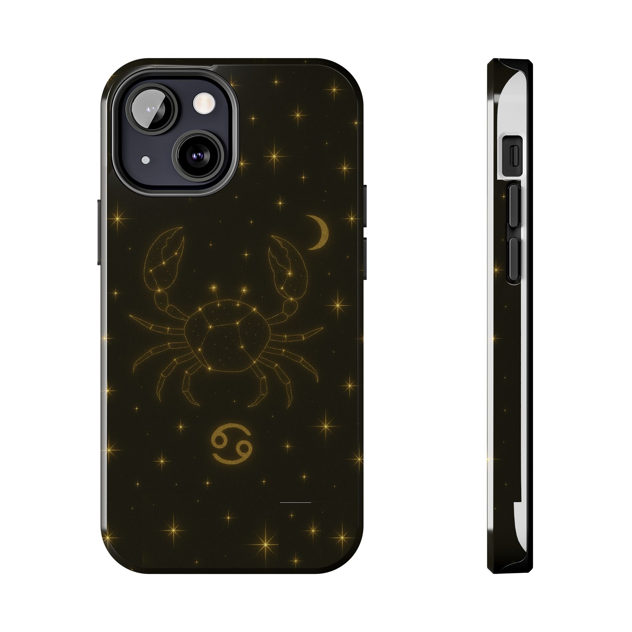 Cancer Zodiac Tough Phone Case — Gold Constellation Crab with Crescent Moon