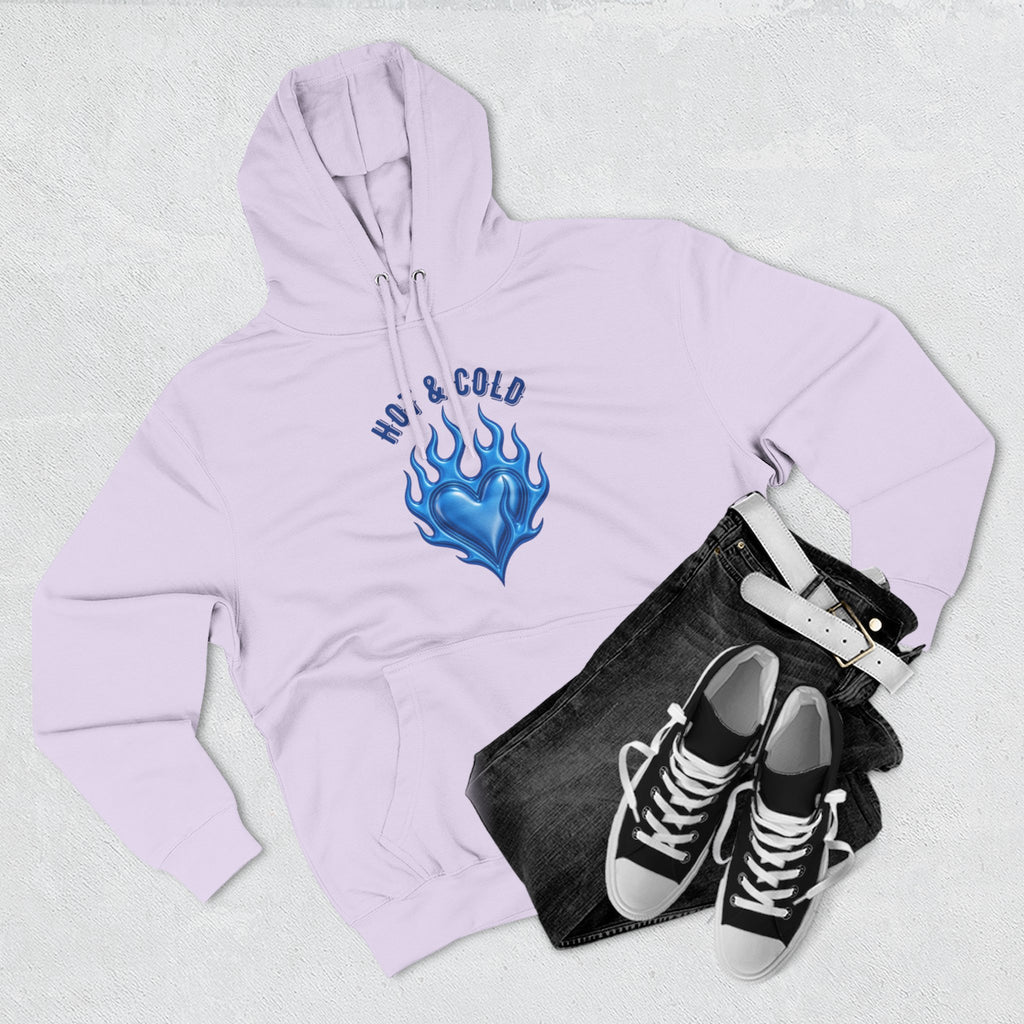 Hot & Cold Blue Flame Hoodie — Graphic Fleece Pullover