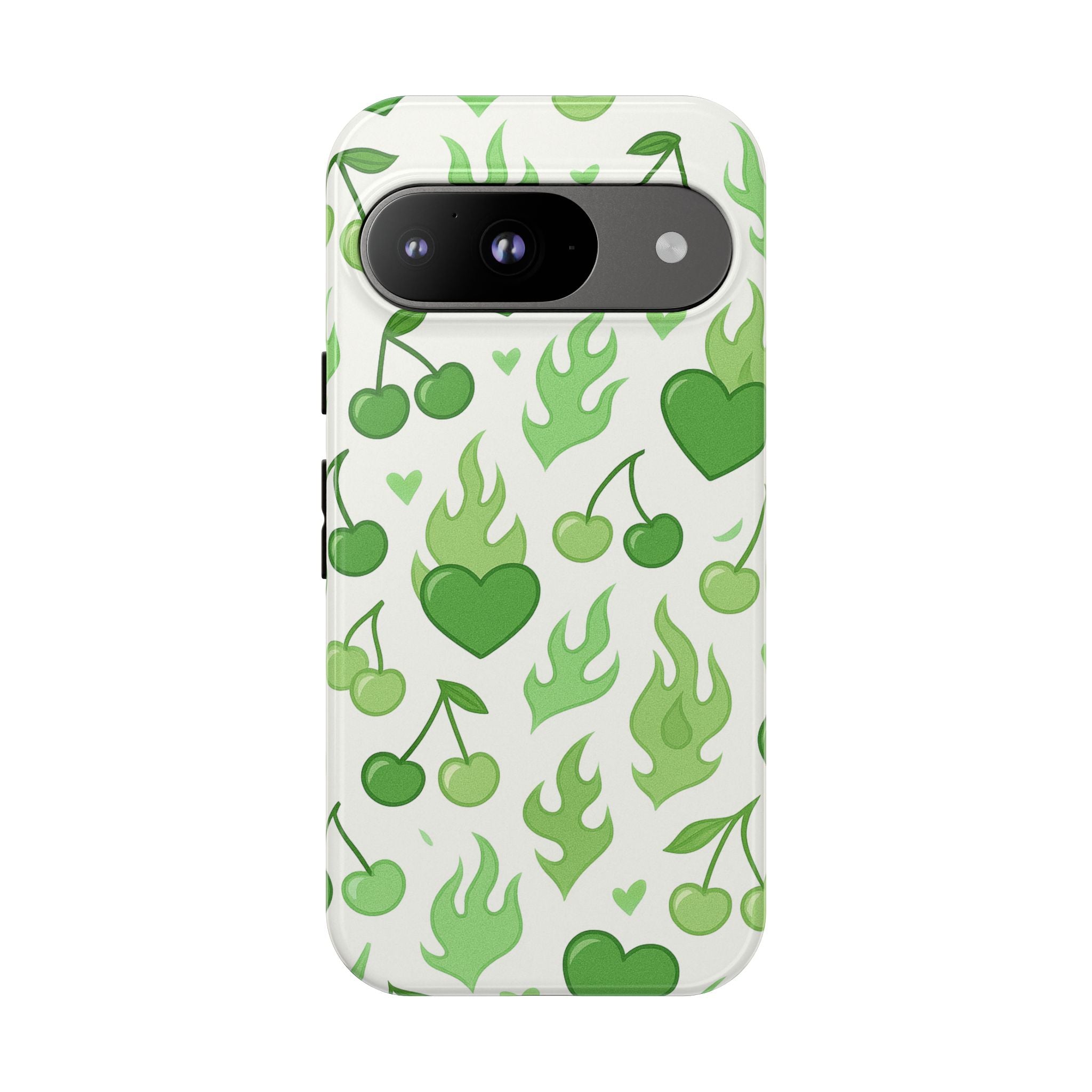 Green Flame Hearts Phone Case