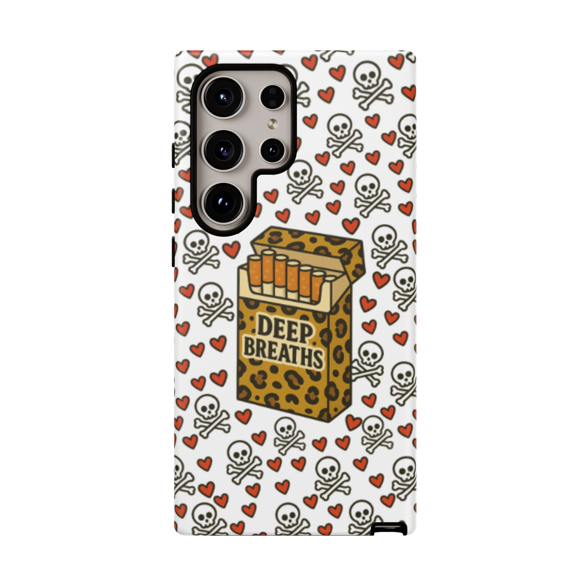 'Deep Breaths' Cigs & Skulls Phone Case