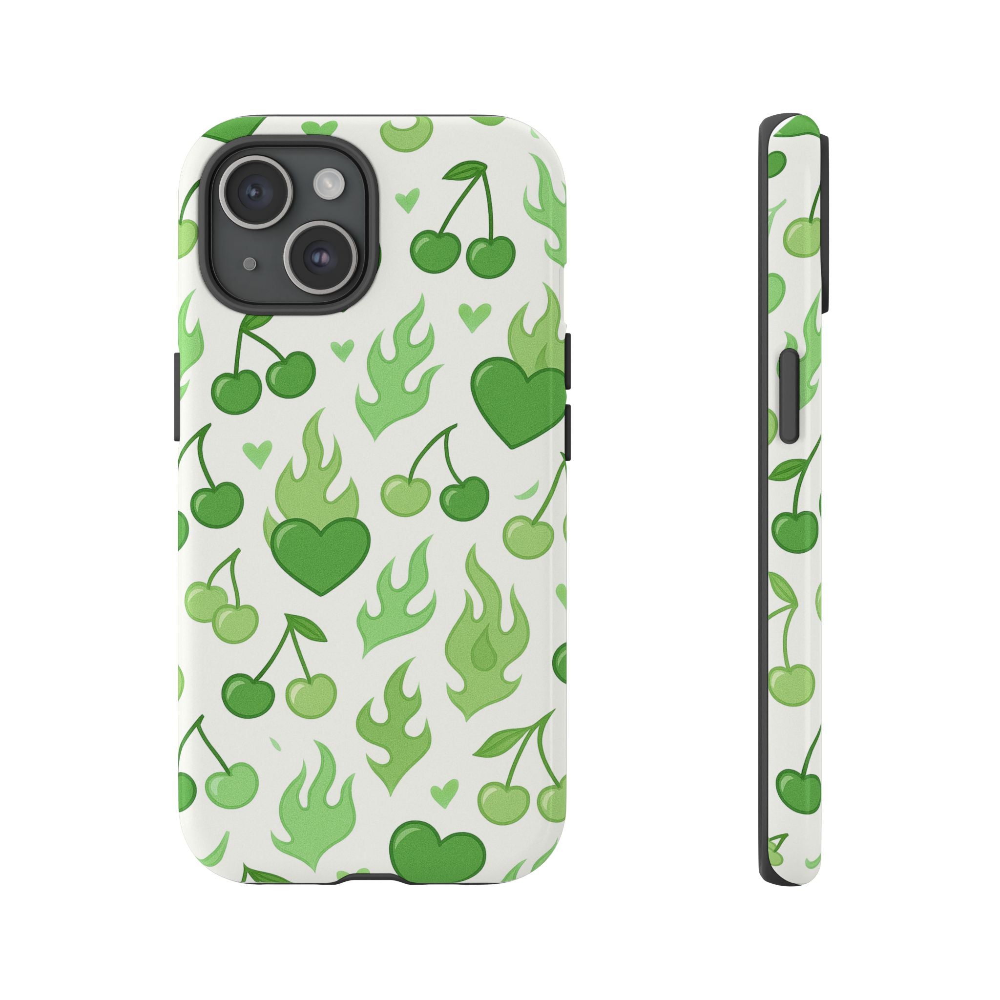 Green Flame Hearts Phone Case