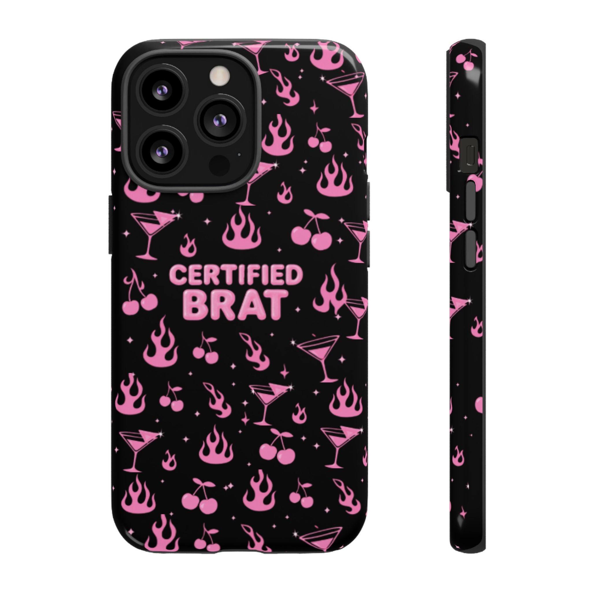 Black Certified Brat Pink Pattern Phone Case