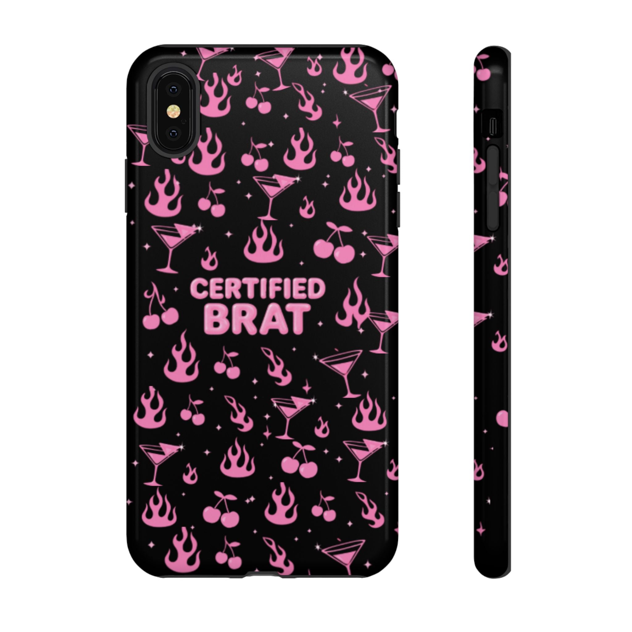 Black Certified Brat Pink Pattern Phone Case