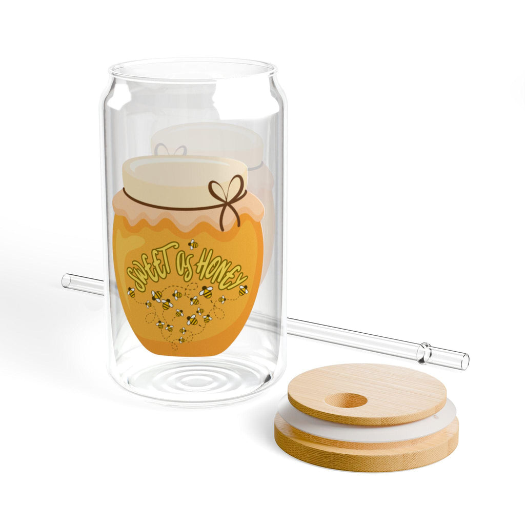 Honey Jar Illustration Sipper Glass | 16oz Straw Tumbler