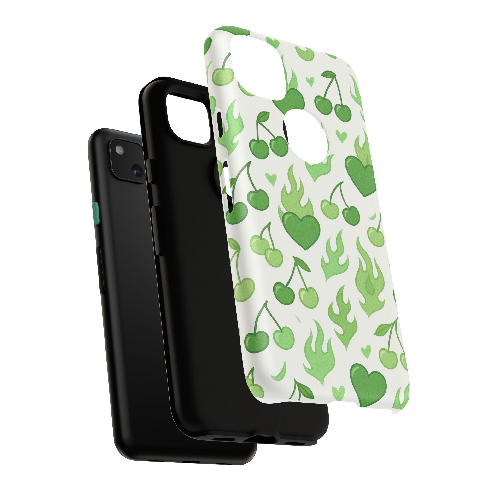 Green Flame Hearts Phone Case