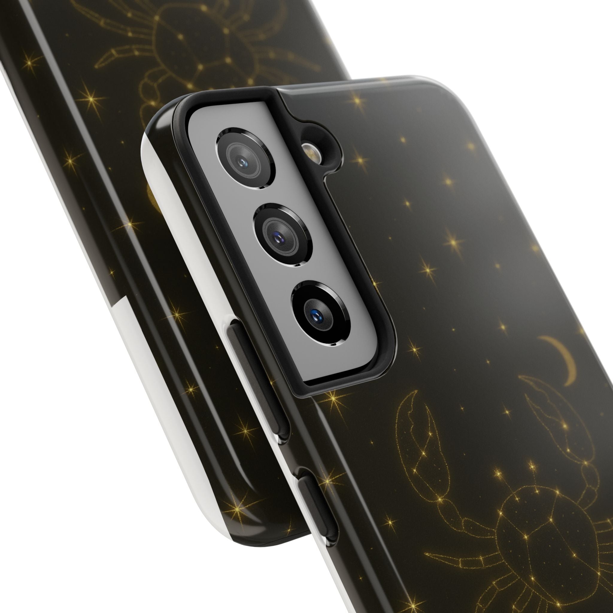 Cancer Zodiac Tough Phone Case — Gold Constellation Crab with Crescent Moon