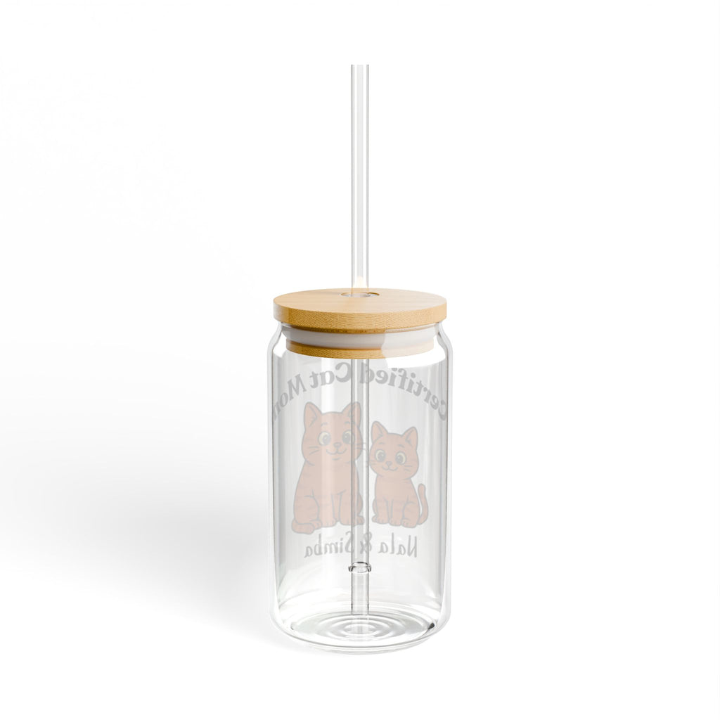 Custom Pets Glass Sipper - Personalized 16oz Tumbler with Straw
