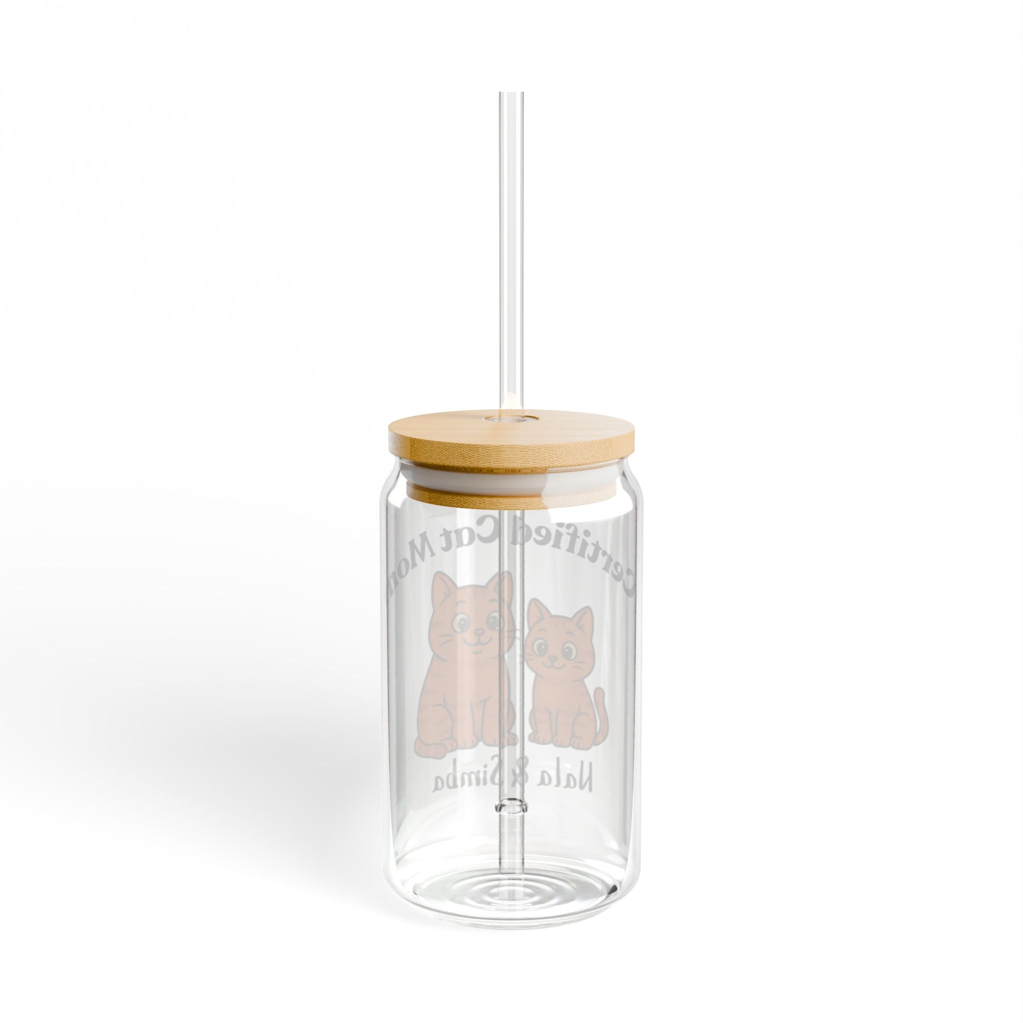 Custom Pets Glass Sipper - Personalized 16oz Tumbler with Straw