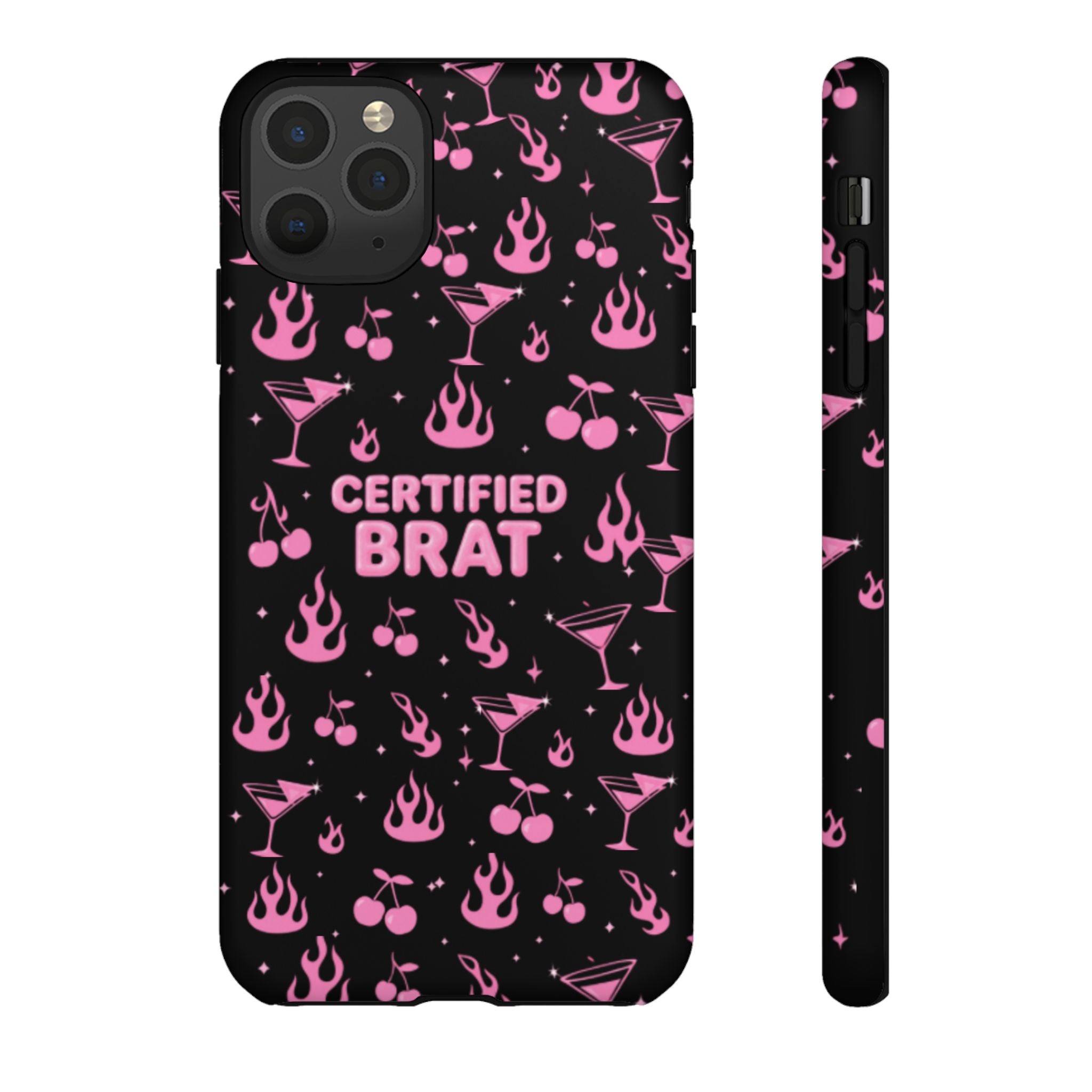 Black Certified Brat Pink Pattern Phone Case