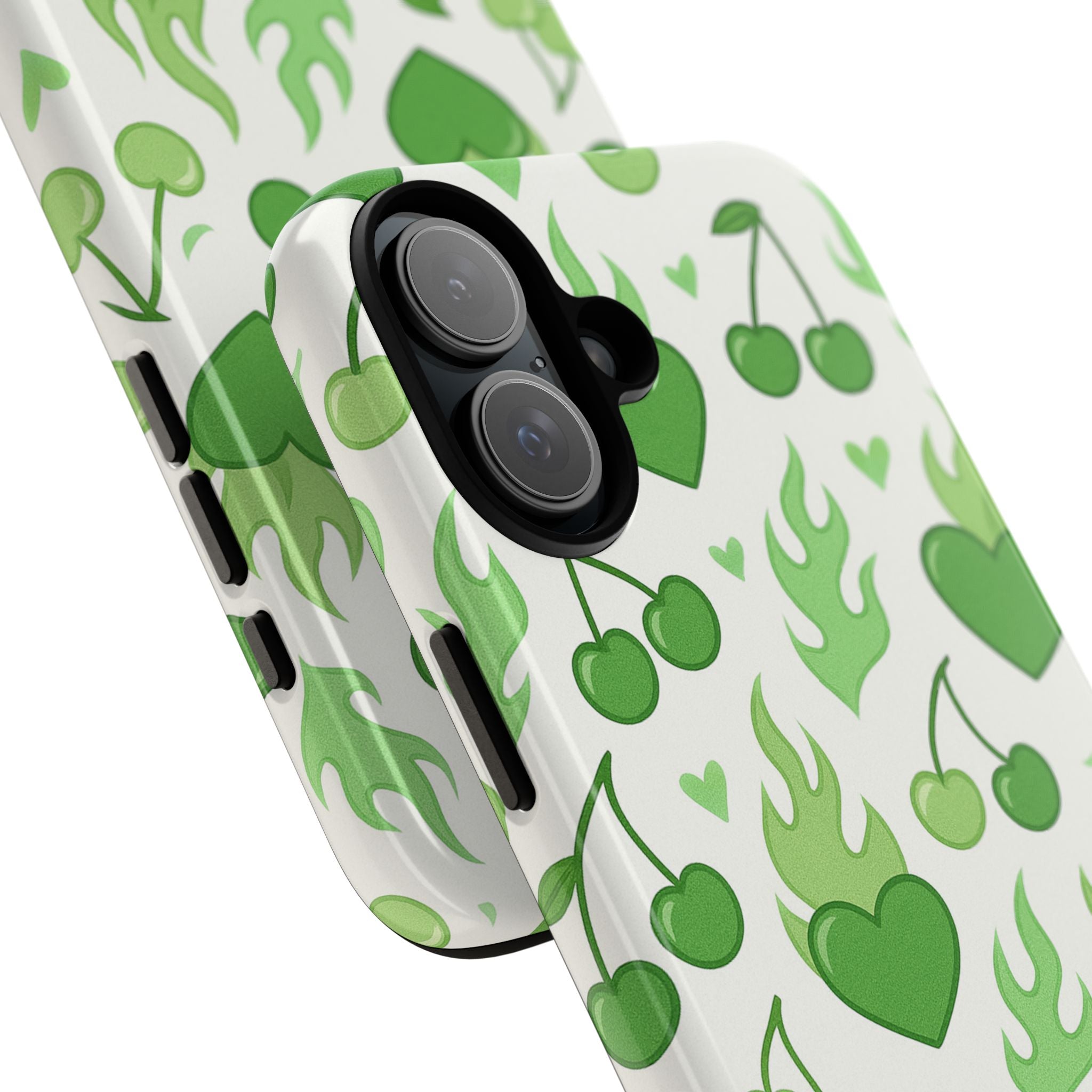 Green Flame Hearts Phone Case