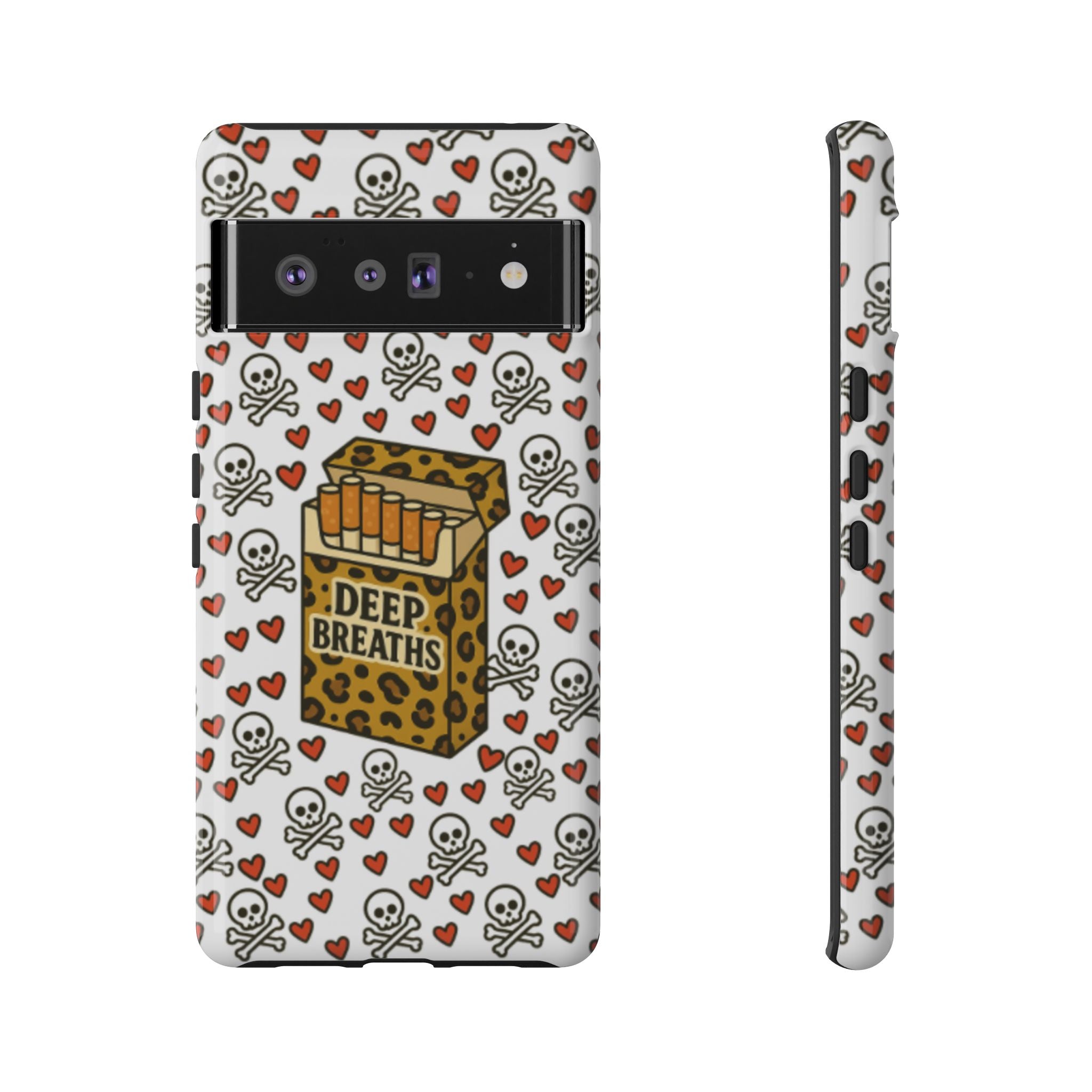 'Deep Breaths' Cigs & Skulls Phone Case