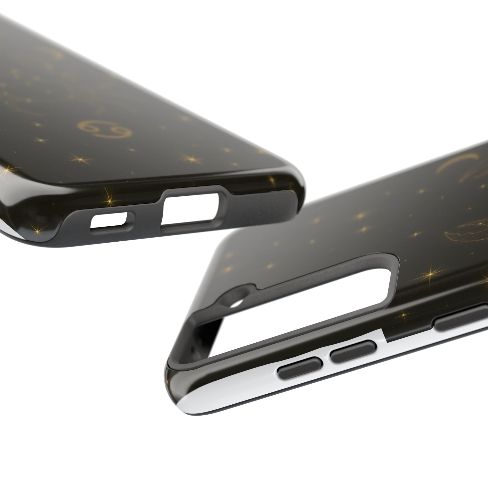 Cancer Zodiac Tough Phone Case — Gold Constellation Crab with Crescent Moon