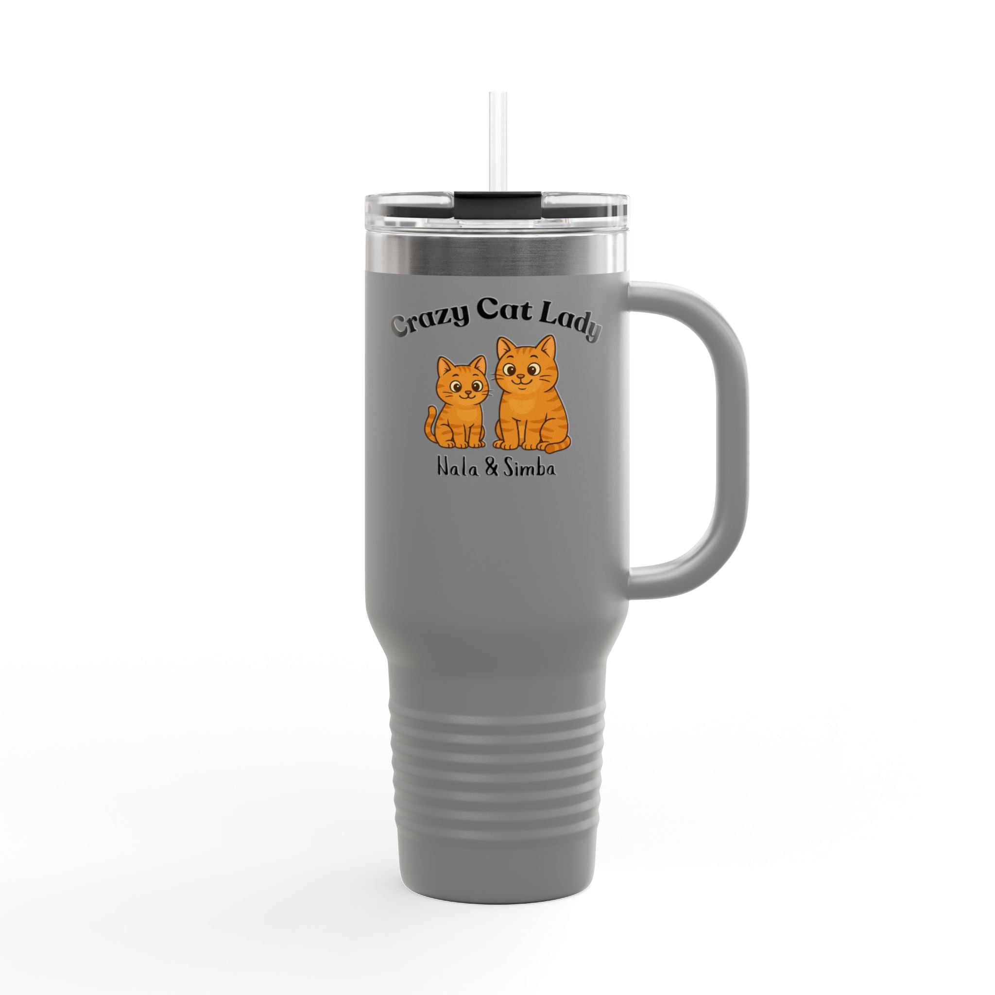 40oz Insulated Travel Mug — “Crazy Cat Lady” Personalized Pet Design