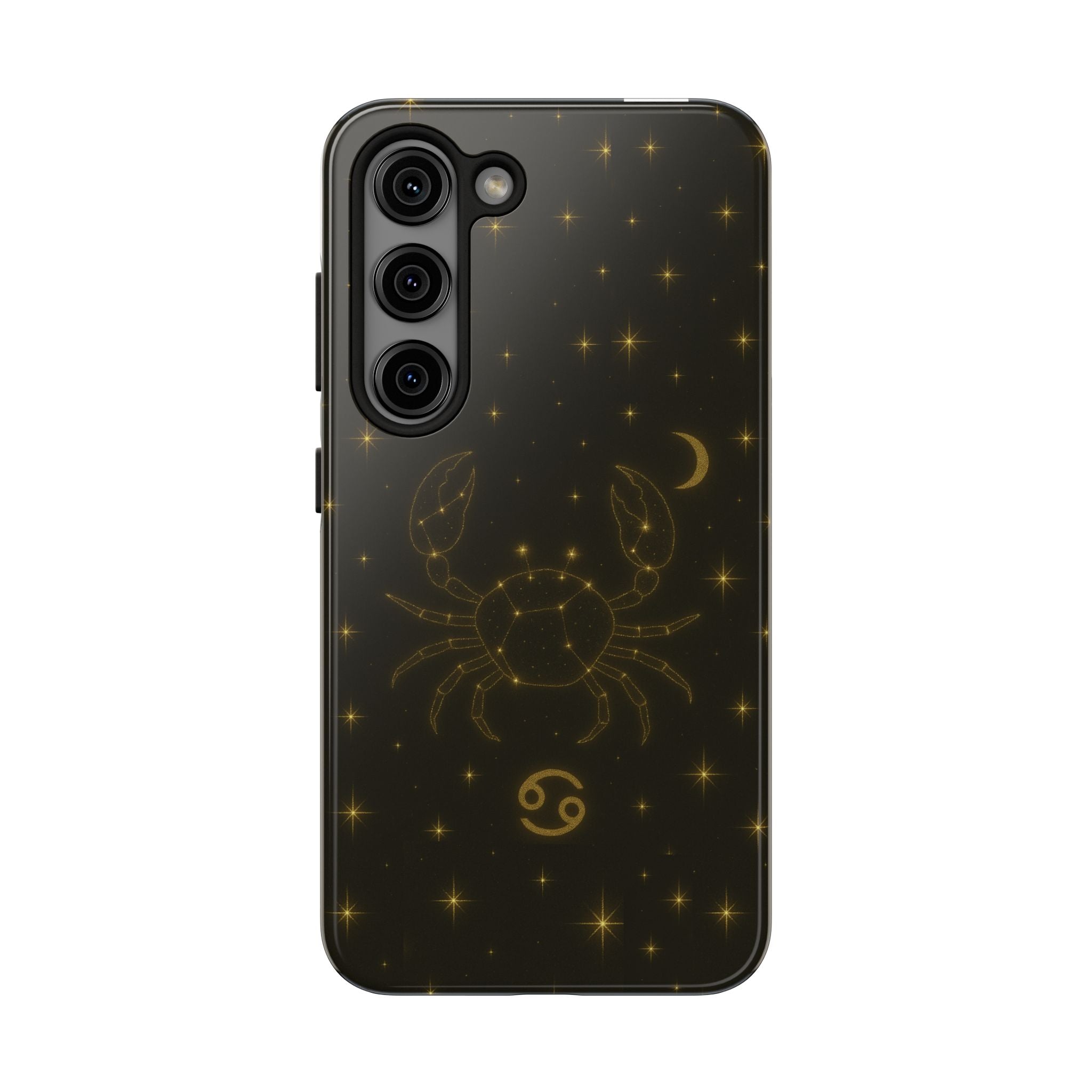 Cancer Zodiac Tough Phone Case — Gold Constellation Crab with Crescent Moon