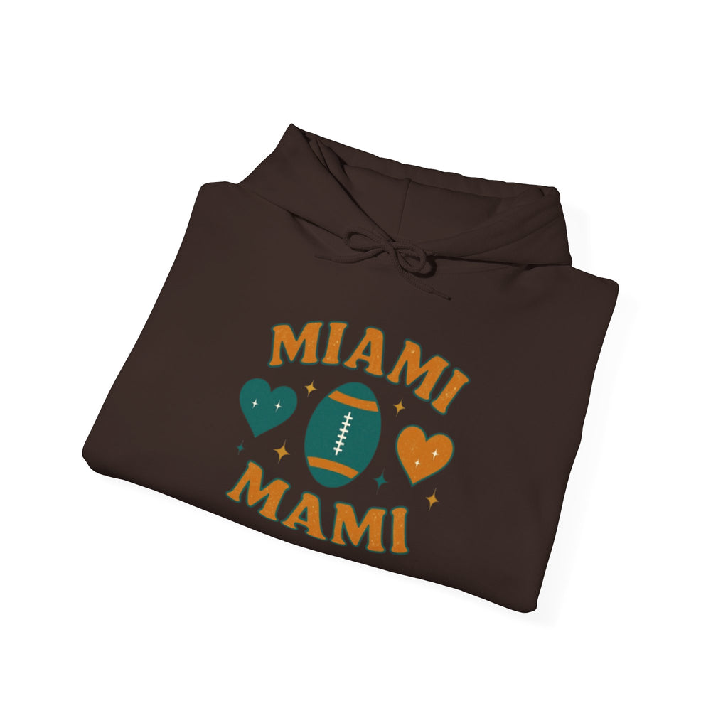 Miami Mami Football Hoodie — Retro Heart Game Day Sweatshirt