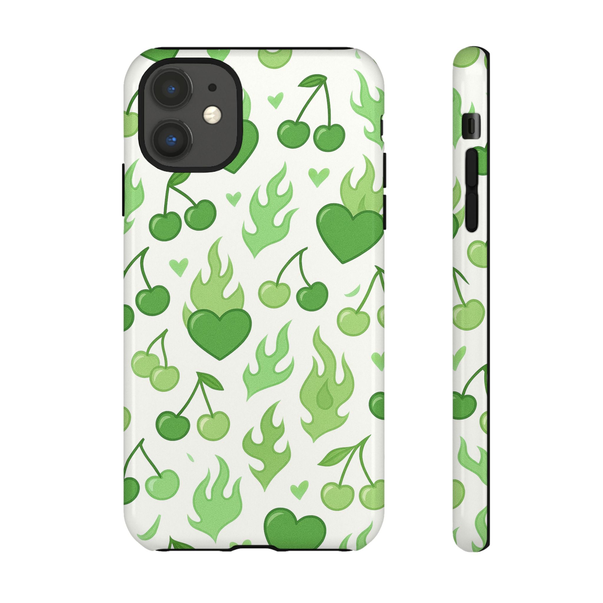 Green Flame Hearts Phone Case