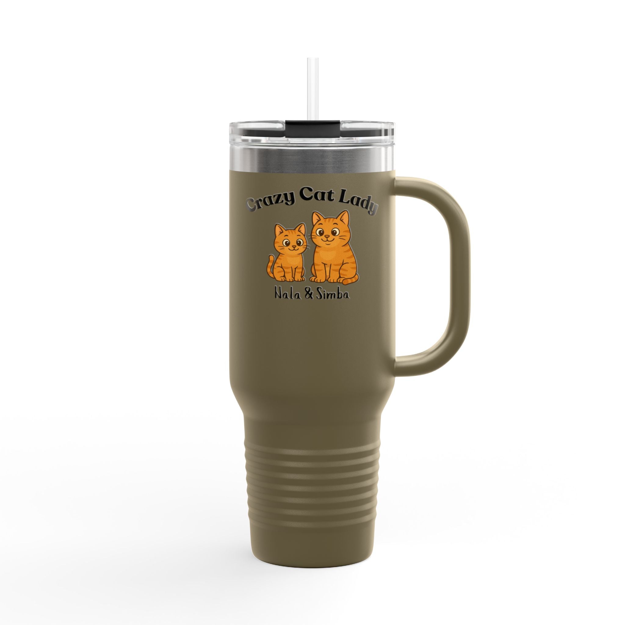 40oz Insulated Travel Mug — “Crazy Cat Lady” Personalized Pet Design