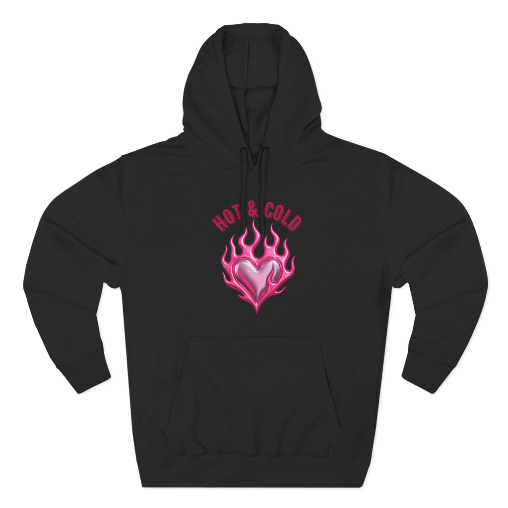 Hot & Cold Pink Flame Hoodie — Graphic Fleece Pullover