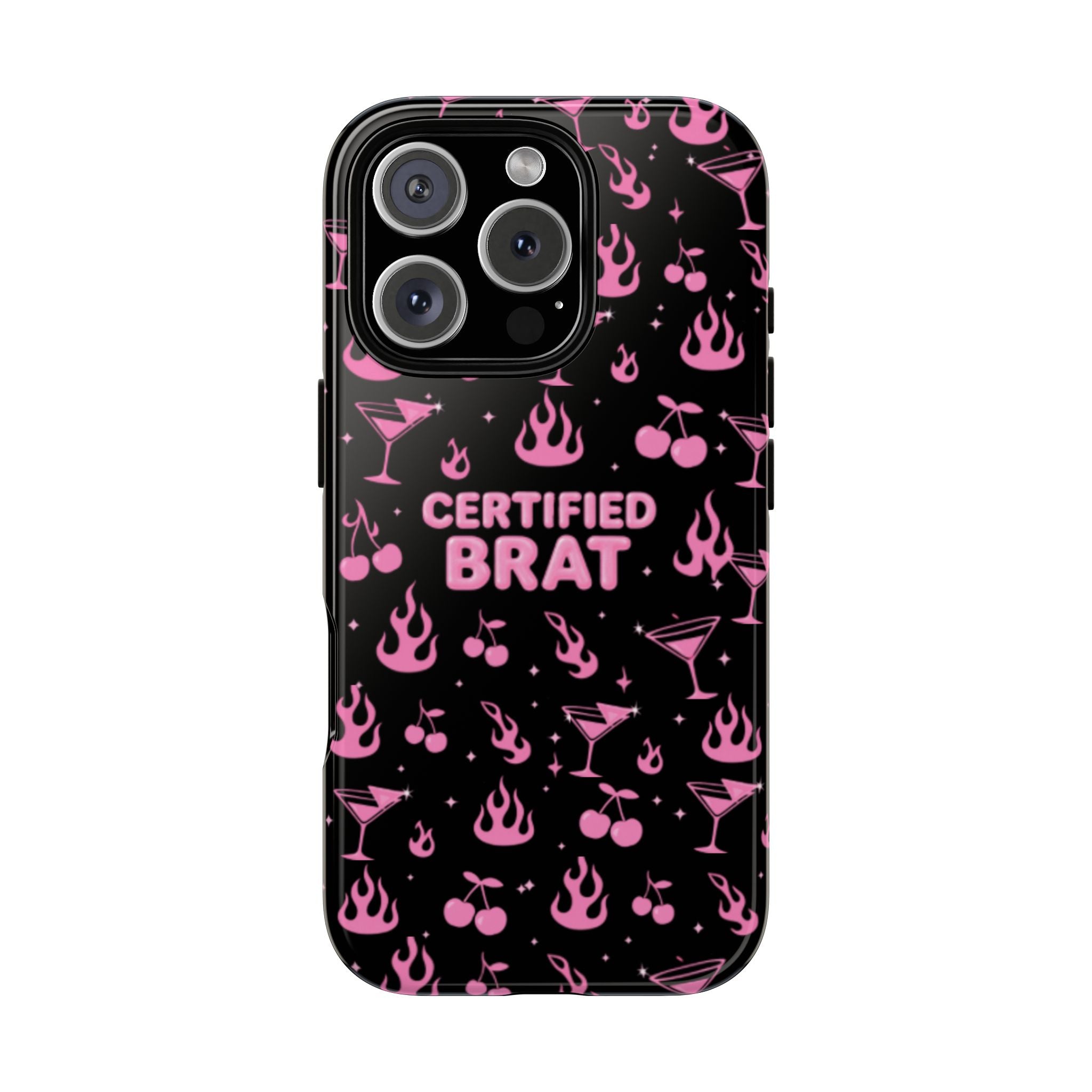 Black Certified Brat Pink Pattern Phone Case