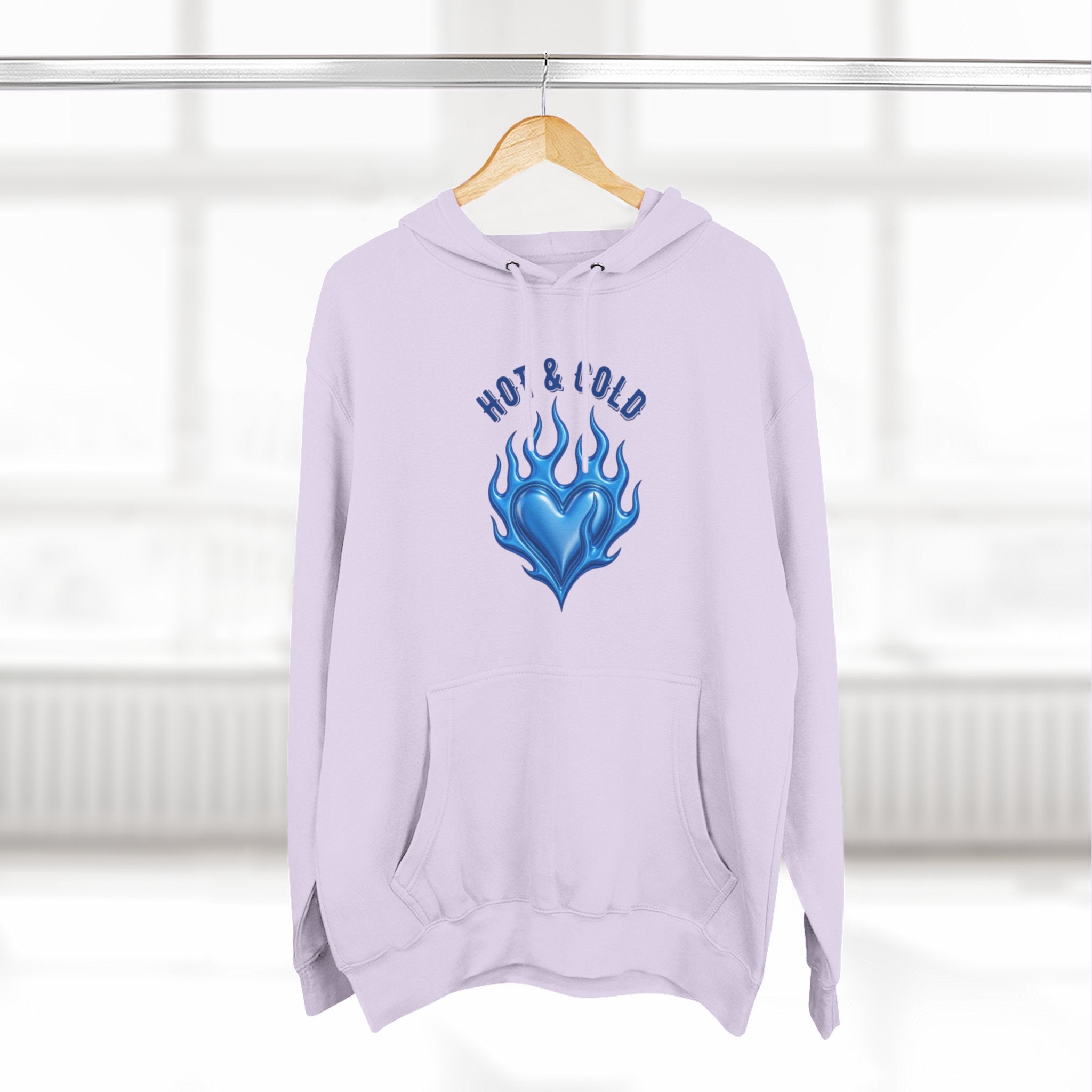 Hot & Cold Blue Flame Hoodie — Graphic Fleece Pullover
