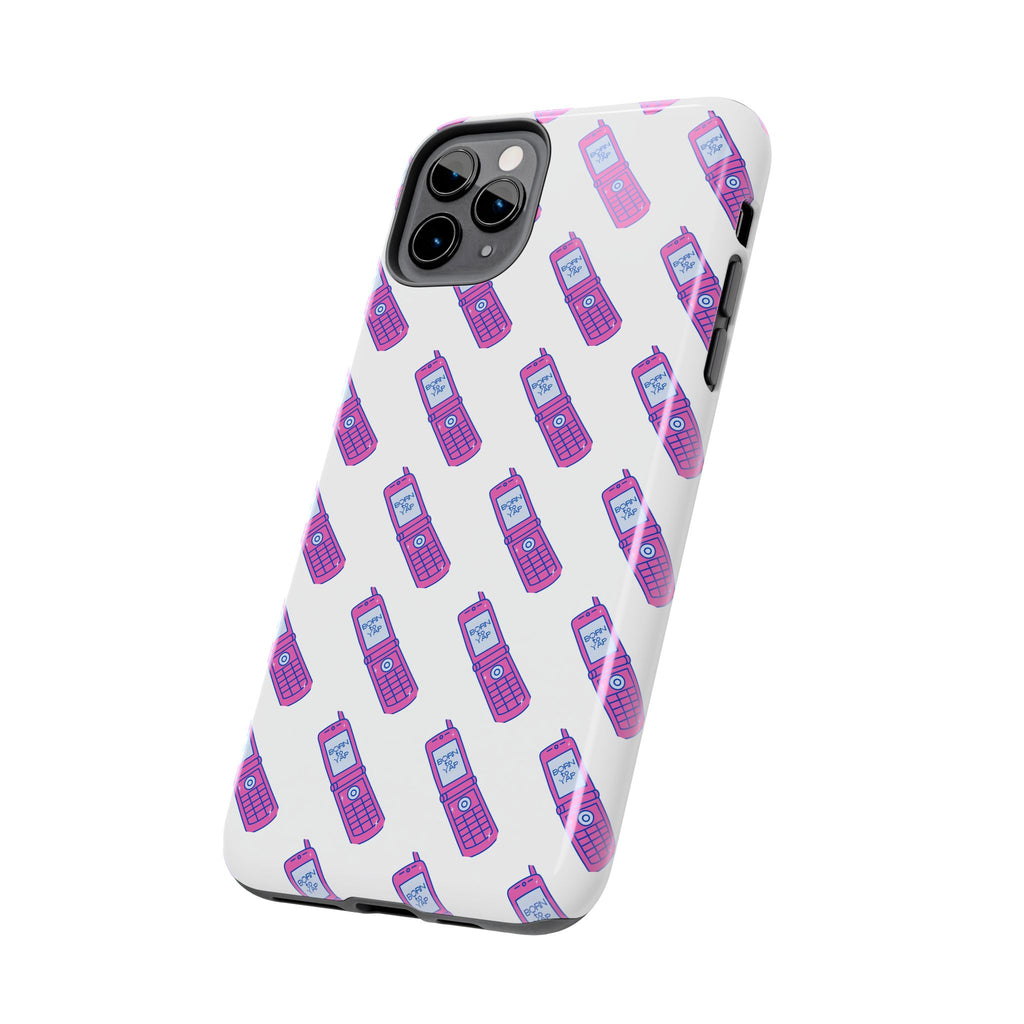 Retro Purple Born to Yap Flip Phone Phone Case | 90s Pattern, Cute Tech Design