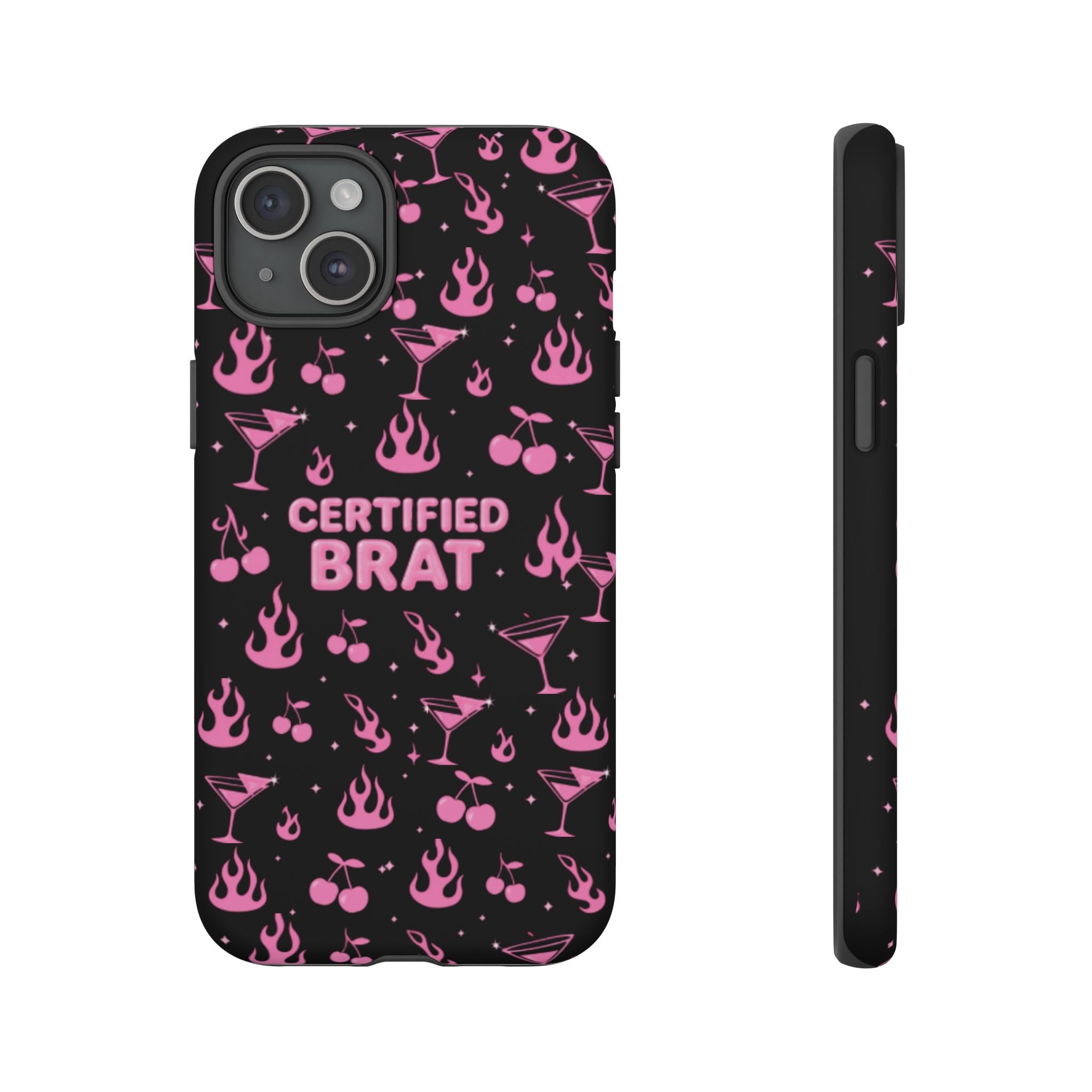 Black Certified Brat Pink Pattern Phone Case